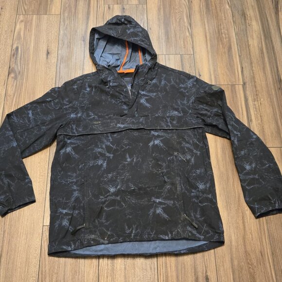 857. Men's PRANA Pullover Jacket Windbreaker Black Blue Size Large EUC - Picture 1 of 7